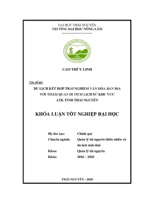 Luận văn du lịch kết hợp trải nghiệm văn hóa bản địa với thăm quan di tích lịch sử khu vực atk tỉnh thái nguyên