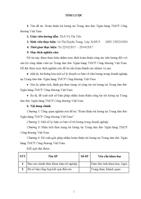 Luận văn tmu hoàn thiện trả lƣơng tại trung tâm thẻ ngân hàng tmcp công thƣơng việt nam