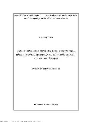 Tăng cường hoạt động huy động vốn tại ngân hàng thương mại cổ phần sài gòn công thương chi nhánh tân định luận văn thạc sĩ tài chính ngân hàng