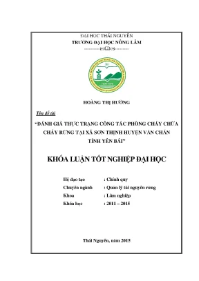 Luận văn đánh giá thực trạng phòng cháy chữa cháy rừng tại xã sơn thịnh huyện văn chấn tỉnh yên bái