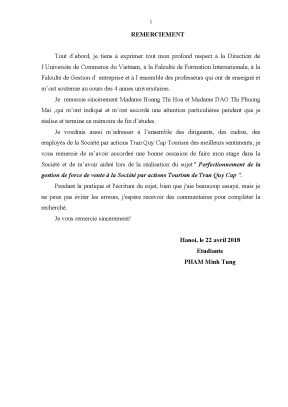 Luận văn perfectionnement de la gestion de force de vente à la société par actions tourism de tran quy cap