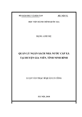 Luận văn thạc sĩ quản lý ngân sách nhà nước cấp xã tại huyện gia viễn tỉnh ninh bình