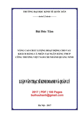 Luận văn thạc sĩ kinh doanh và quản lý nâng cao chất lượng hoạt động cho vay khách hàng cá nhân tại ngân hàng tmcp công thương việt nam chi nhánh quảng ninh
