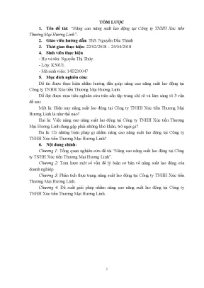 Luận văn nâng cao năng suất lao động tại công ty tnhh xúc tiến thương mại hương linh
