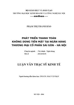 Luận văn thạc sĩ kinh tế phát triển thanh toán không dùng tiền mặt tại ngân hàng thương mại cổ phần sài gòn hà nội