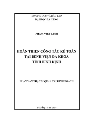 Luận văn thạc sĩ hoàn thiện công tác kế toán quản trị tại bệnh viện đa khoa tỉnh bình định