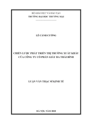 Luận văn chiến lược phát triển thị trường xuất khẩu của công ty cổ phần giày da thái bình