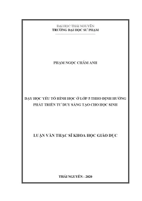 Luận văn thạc sĩ dạy học yếu tố hình học ở lớp 5 theo định hướng phát triển tư duy sáng tạo cho học sinh