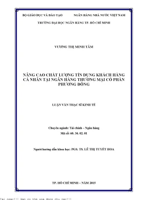 Nâng cao chất lượng tín dụng khách hàng cá nhân tại ngân hàng thương mại cổ phần phương đông luận văn thạc sĩ kinh tế