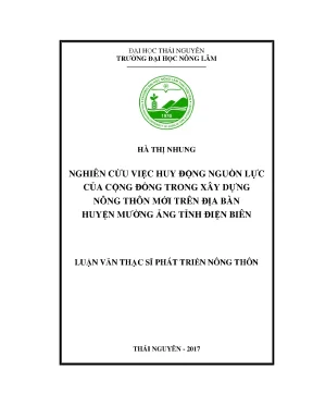 Luận văn thạc sĩ nghiên cứu việc huy động nguồn lực cộng đồng trong xây dựng nông thôn mới trên địa bàn huyện mường ảng tỉnh điện biên