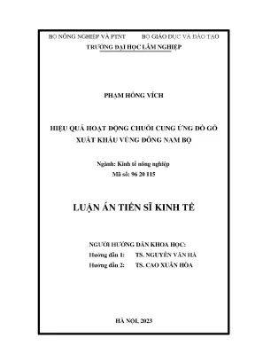 Luận án tiến sĩ kinh tế hiệu quả hoạt động chuỗi cung ứng đồ gỗ xuất khẩu vùng đông nam bộ