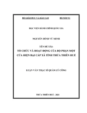 Luận văn thạc sĩ tổ chức và hoạt động của bộ phận một cửa hiện đại cấp xã tại tỉnh thừa thiên huế