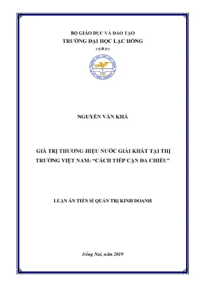 Luận án tiến sĩ quản trị kinh doanh giá trị thương hiệu nước giải khát tại thị trường việt nam cách tiếp cận đa chiều