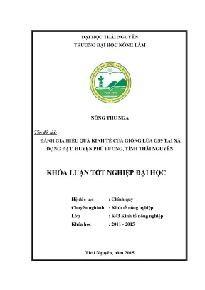 Luận văn đánh giá hiệu quả kinh tế của giống lúa gs9 tại xã động đạt huyện phú lương tỉnh thái nguyên
