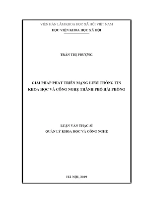 Luận văn thạc sĩ giải pháp phát triển mạng lưới thông tin khoa học và công nghệ thành phố hải phòng