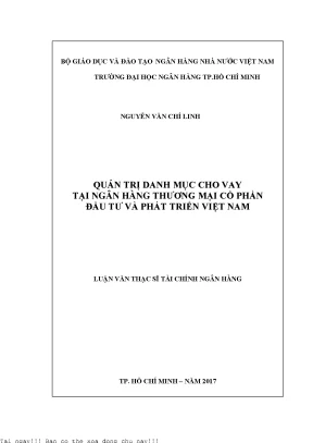 Quản trị danh mục cho vay tại ngân hàng thương mại cổ phần đầu tư và phát triển việt nam luận văn thạc sĩ kinh tế