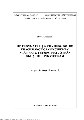 Hệ thống xếp hạng tín dụng nội bộ khách hàng doanh nghiệp tại ngân hàng thương mại cổ phần ngoại thương việt nam luận văn thạc sĩ kinh tế