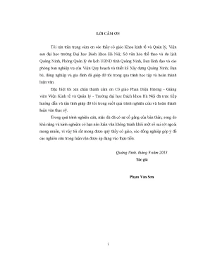 Luận văn thạc sĩ hoạch định chiến lược phát triển ngành du lịch tỉnh quảng ninh đến năm 2020