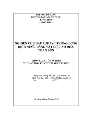 Luận văn thạc sĩ nghiên cứu hấp phụ cu2 trong dung dịch nước bằng vật liệu xơ dừa than bùn