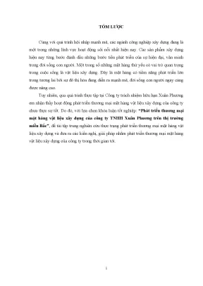 Luận văn phát triển thương mại mặt hàng vật liệu xây dựng của công ty tnhh xuân phương trên thị trường miền bắc