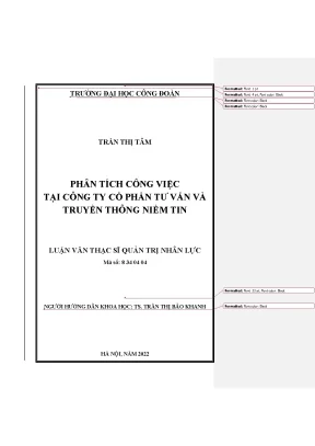 Luận văn thạc sĩ phân tích công việc tại công ty cổ phần tư vấn và truyền thông niềm tin