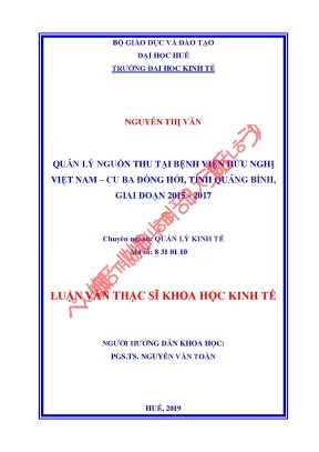 Luận văn thạc sĩ quản lý nguồn thu tại bệnh viện hữu nghị việt nam cu ba đồng hới tỉnh quảng bình giai đoạn 2015 2017