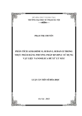 Luận án tiến sĩ phân tích auramin o sundan i sudan ii trong thực phẩm bằng phương pháp rphplc sử dụng vật liệu nanosilica để xử lý mẫu