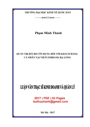 Luận văn thạc sĩ kinh doanh và quản lý quản trị rủi ro tín dụng đối với khách hàng cá nhân tại vietcombank hạ long