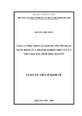 Luận án tiến sĩ tăng cường tiếp cận nguồn vốn tín dụng ngân hàng của doanh nghiệp nhỏ và vừa trên địa bàn tỉnh thái nguyên ts