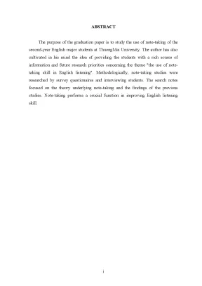 Luận văn the use of note taking skill in english listening