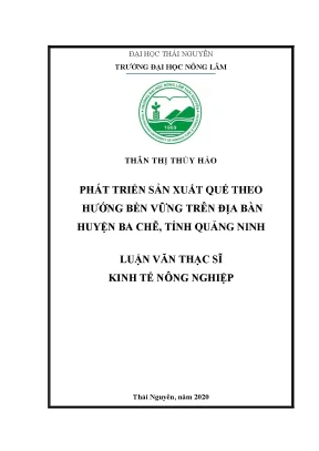 Luận văn thạc sĩ phát triển sản xuất quế theo hướng bền vững trên địa bàn huyện ba chẽ tỉnh quảng ninh