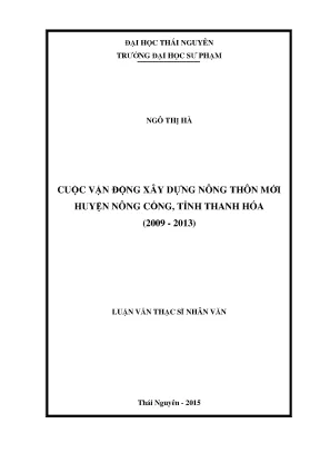 Luận văn thạc sĩ cuộc vận động xây dựng nông thôn mới huyện nông cống tỉnh thanh hoá 20092013