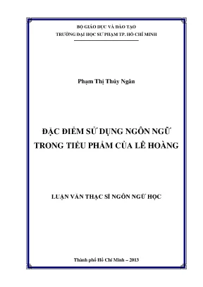 Luận văn thạc sĩ đặc điểm sử dụng ngôn ngữ trong tiểu phẩm của lê hoàng