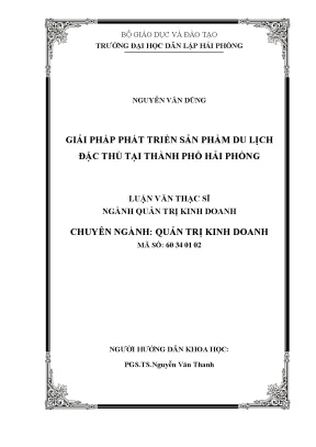 Luận văn thạc sĩ giải pháp phát triển sản phẩm du lịch đặc thù tại thành phố hải phòng