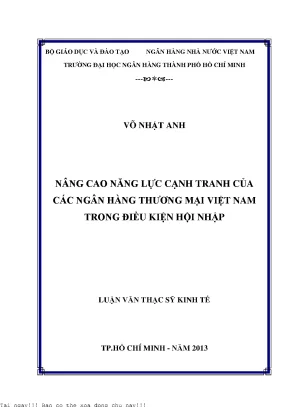 Nâng cao năng lực cạnh tranh của các ngân hàng thương mại việt nam trong điều kiện hội nhập luận văn thạc sĩ kinh tế