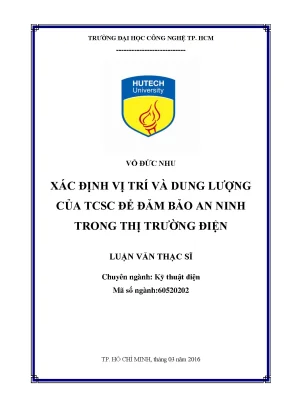 Luận văn thạc sĩ kỹ thuật xác định vị trí và dung lượng của tcsc để đảm bảo an ninh trong thị trường điện