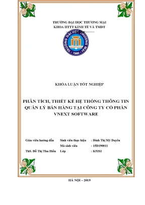 Luận văn phân tích thiết kế hệ thống thông tin quản lí bán hàng tại công ty cổ phần vnext software
