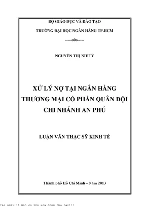 Xử lý nợ tại ngân hàng thương mại cổ phần quân đội chi nhánh an phú luận văn thạc sĩ kinh tế