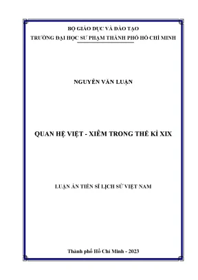 Luận án tiến sĩ quan hệ việt xiêm trong thế kỉ xix