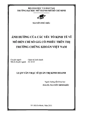 Luận văn thạc sĩ ảnh hưởng của các yếu tố kinh tế vĩ mô đến chỉ số giá cổ phiếu trên thị trường chứng khoán việt nam