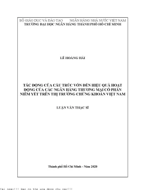 Tác động của cấu trúc vốn đến hiệu quả hoạt động của các ngân hàng thương mại cổ phần niêm yết trên thị trường chứng khoán việt nam luận văn thạc sĩ tài chính ngân hàng