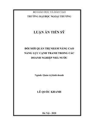 Luận án tiến sĩ quản trị kinh doanh đổi mới quản trị nhằm nâng cao năng lực cạnh tranh trong các doanh nghiệp nhà nước