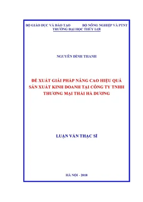 Luận văn thạc sĩ đề xuất giải pháp nâng cao hiệu quả sản xuất kinh doanh tại công ty tnhh thương mại thái hà dương