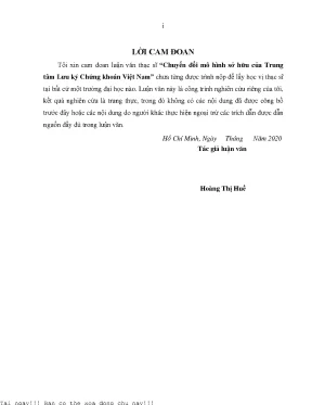 Chuyển đổi mô hình sở hữu của trung tâm lưu ký chứng khoán việt nam luận văn thạc sĩ tài chính ngân hàng