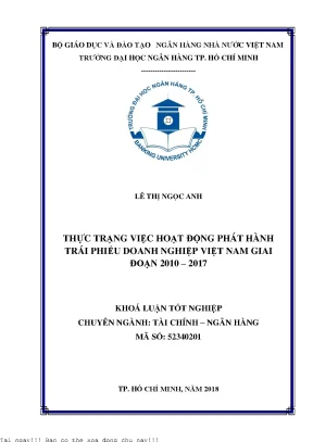 Thực trạng việc hoạt động phát hành trái phiếu doanh nghiệp việt nam giai đoạn 2010 2017 luận văn thạc sĩ tài chính ngân hàng