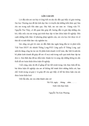 Luận văn tmu nâng cao chất lƣợngcho vay đối với các dnnvv tại ngân hàng đầu tƣ và phát triển việt nam bidv chi nhánh thăng long pgd làng quốc tế thăng lon