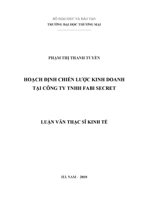 Luận văn hoạch định chiến lược kinh doanh tại công ty tnhh fabi secret