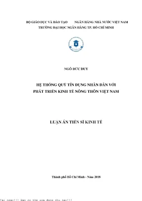 Hệ thống quỹ tín dụng nhân dân với phát triển kinh tế nông thôn việt nam luận án tiến sĩ kinh tế