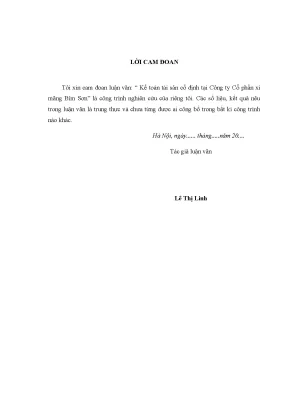Luận văn luận văn thạc sĩ kế toán tài sản cố định tại công ty cổ phần xi măng bỉm sơn