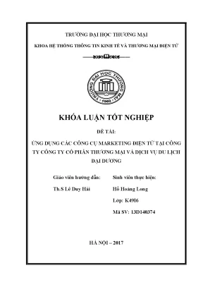 Luận văn ứng dụng các công cụ marketing điện tử tại công ty công ty cổ phần thƣơng mại và dịch vụ du lịch đại dƣơng